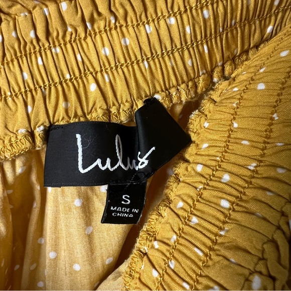 Lulus Call You Mine Mustard Yellow Polka Dot Ruffled Mini Skirt - Picture 5 of 12